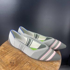 Rothy’s grey inverse stripe ‘the point’ flats size 10.5